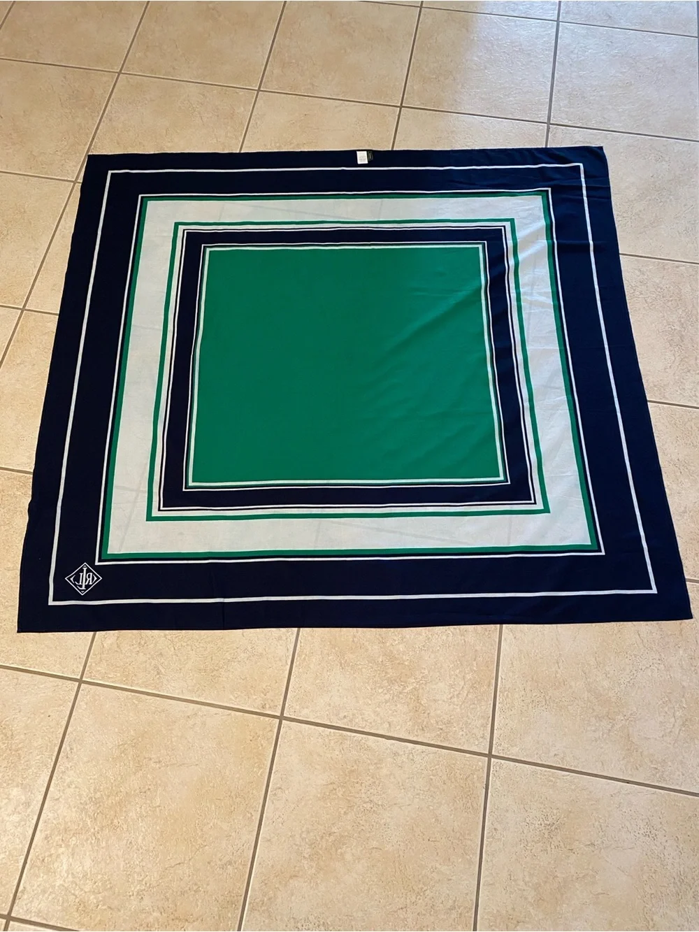 Lauren Ralph Lauren Green Navy and White Swim Sarong